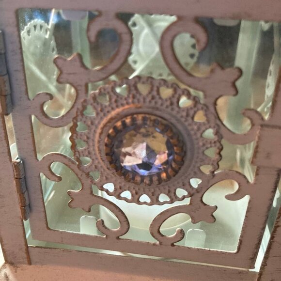 Pier 1 White Jeweled Mini Lantern, 8.5” H x 3.5” W - Picture 2 of 9